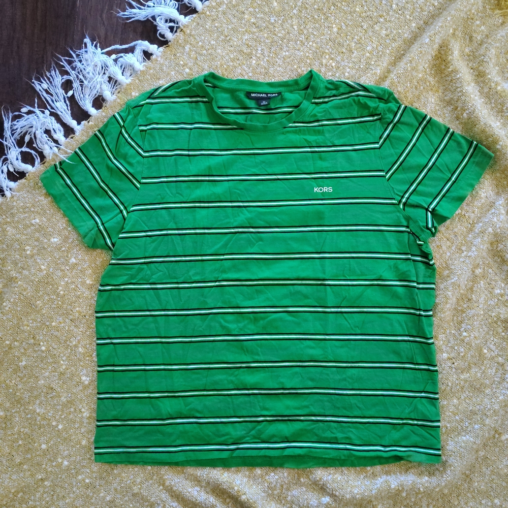 Michael Kors Vibrant Green Striped Tee